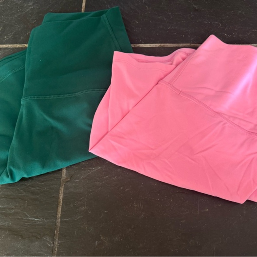 Duo of bike shorts in pink🩷& green💚 FUN& FLATTERING- see pic for details: